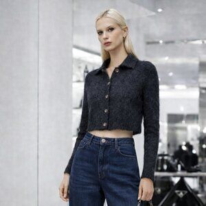 Everlane Alpaca Blend Button Front Cardigan Sweater Women’s Size S Black Soft